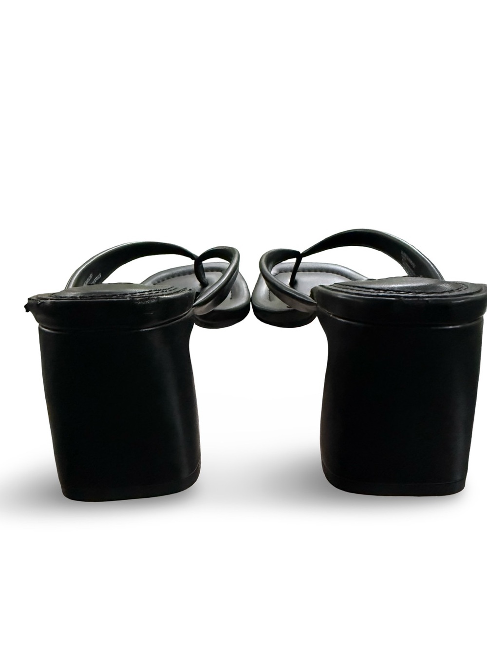 Steve Madden Black Square-Toe Thong Sandals - Picture 3 of 7